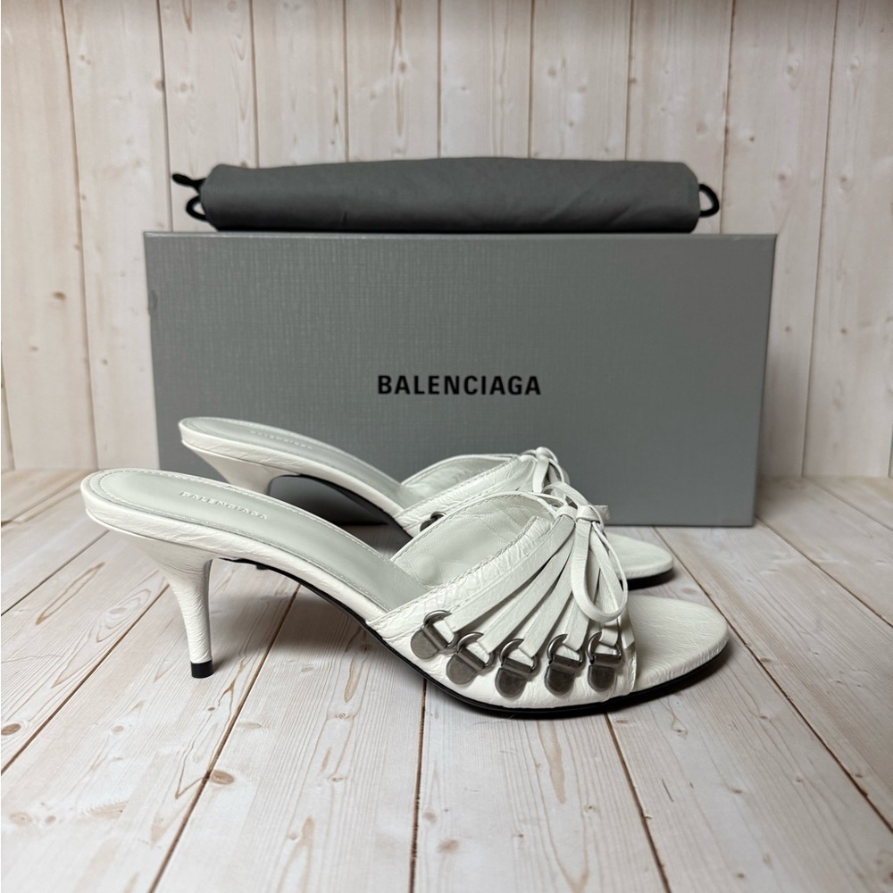 Balenciaga Cagole Leather Slide Sandal Optic White Sz 36 / 6 - Picture 3 of 16
